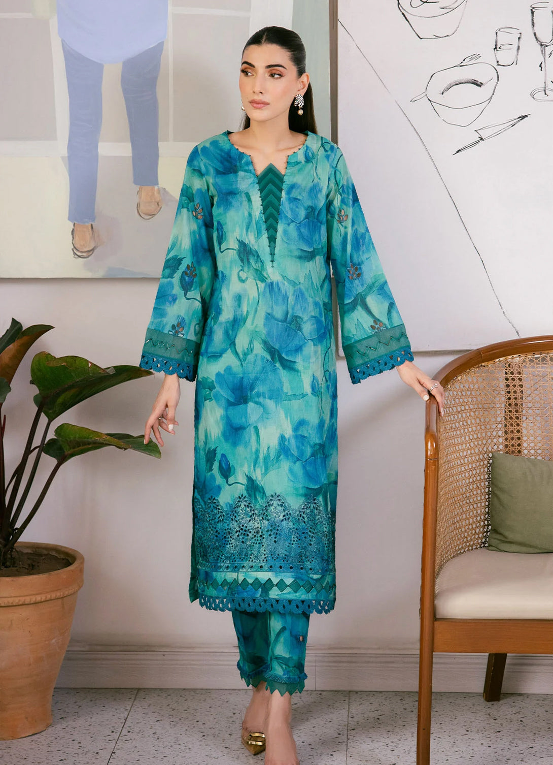 Nureh Ballerina Chikankari Lawn'25 - 2 pc - NU2-148S