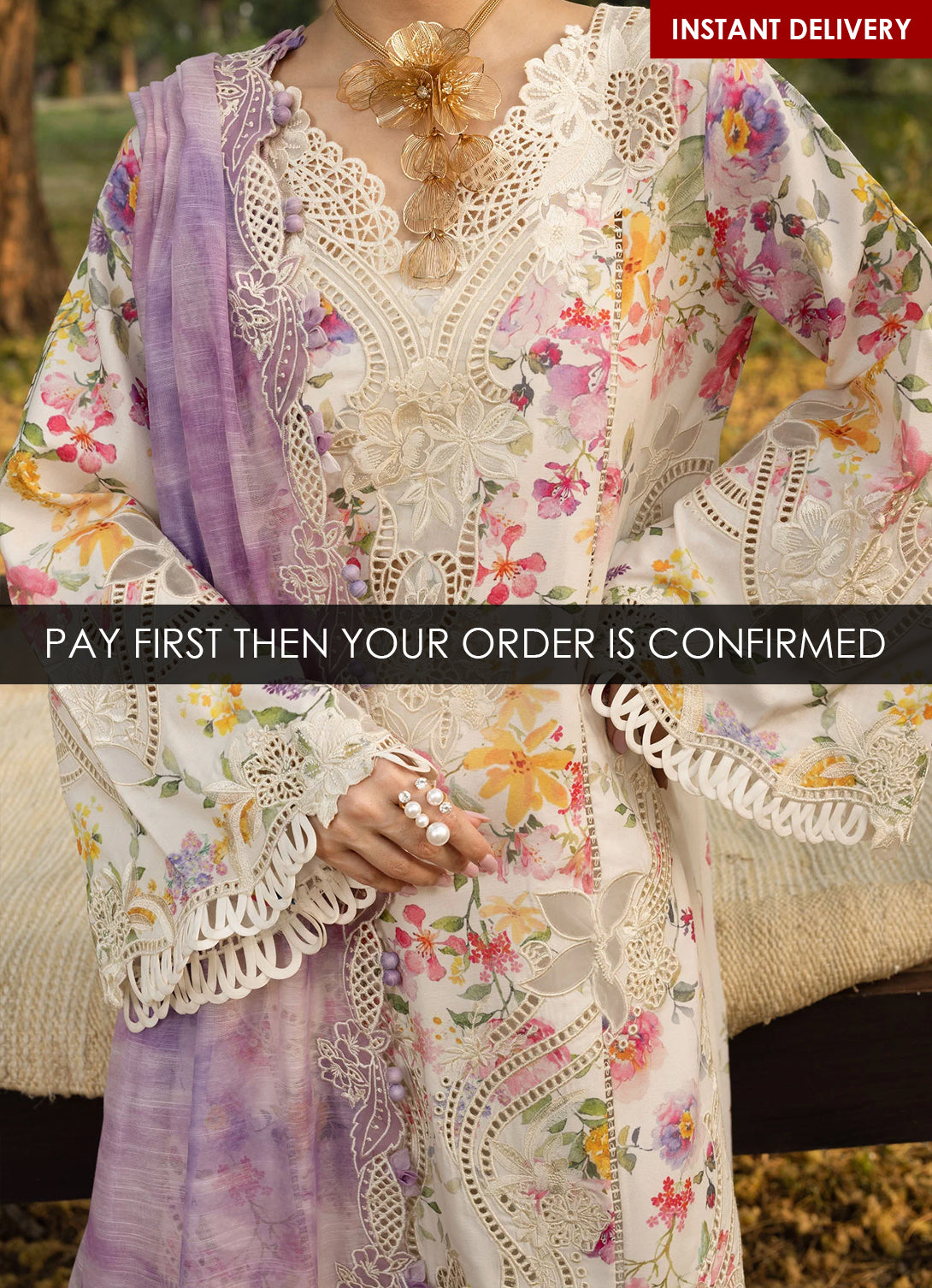 Crimson Tasawar Lawn'25 - PETALS AND PROMISES - D2B