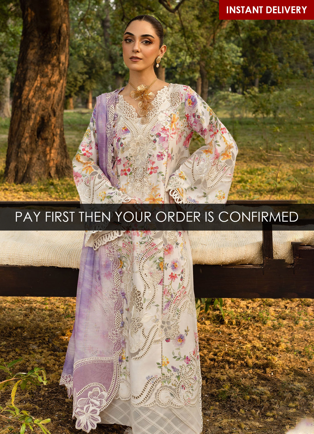Crimson Tasawar Lawn'25 - PETALS AND PROMISES - D2B