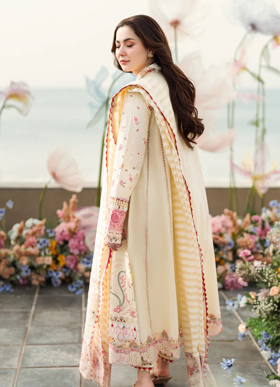 Qalamkar Sahil Luxury Lawn'25 FK-14 SCARLETT