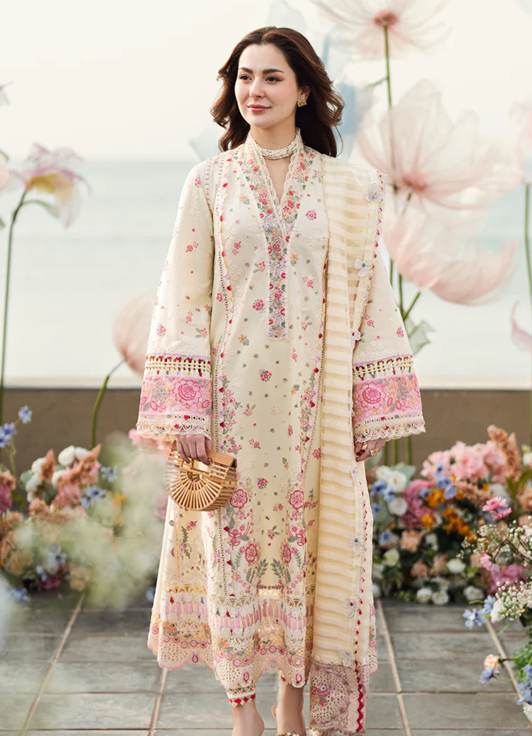 Qalamkar Sahil Luxury Lawn'25 FK-14 SCARLETT