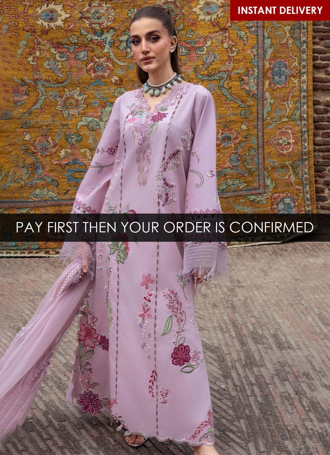 Crimson Tasawar Lawn'25 - MIRROR GARDEN - D3B