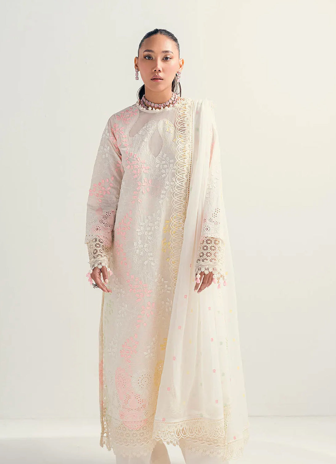 Gul Ahmed - Chikankari 3 pc- Schiffli Embroidered Lawn'25 - PM-52047