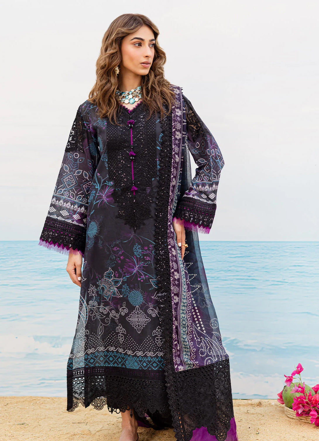 Nureh Gardenia Emb Printed Lawn'25 - NSG-193
