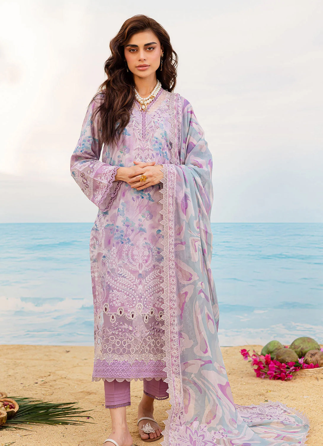 Nureh Gardenia Emb Printed Lawn'25 - NSG-192