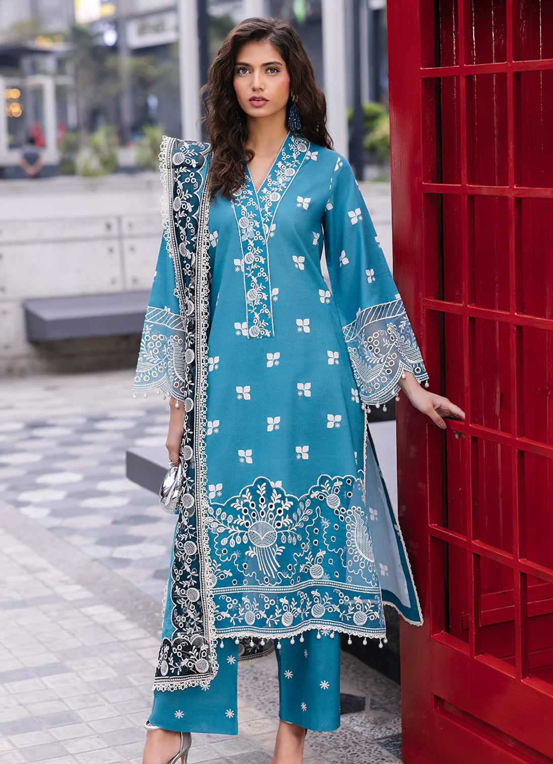 Mahnur Broadway Luxury Lawn '25 - Scarlet