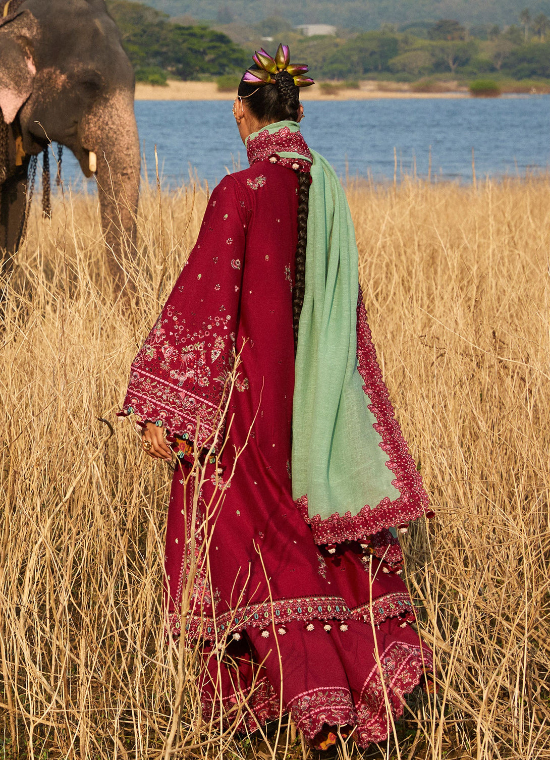 Hussain Rehar Luxury Lawn'25 - Mahogany