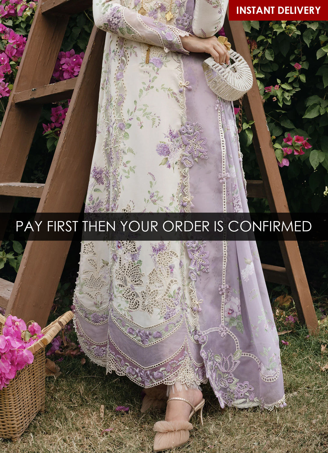 Crimson Tasawar Lawn'25 - LAVENDER FALL - D5B