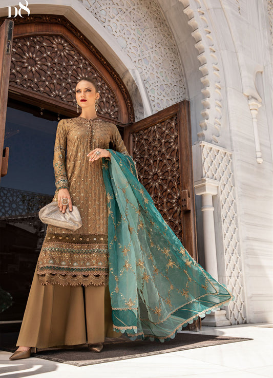 Maria.B. - Embroidered Cotton Satin Suit | CST-808