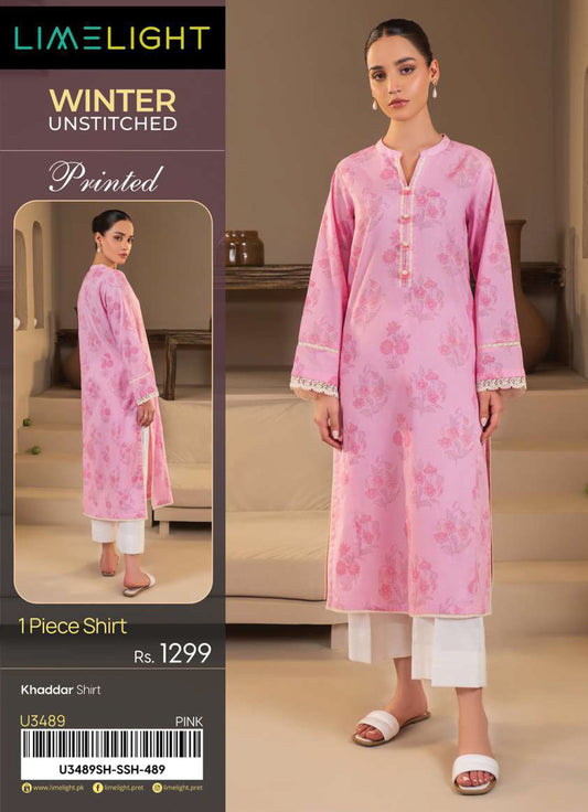 LimeLight - 1 PC Khaddar Shirt - Pink