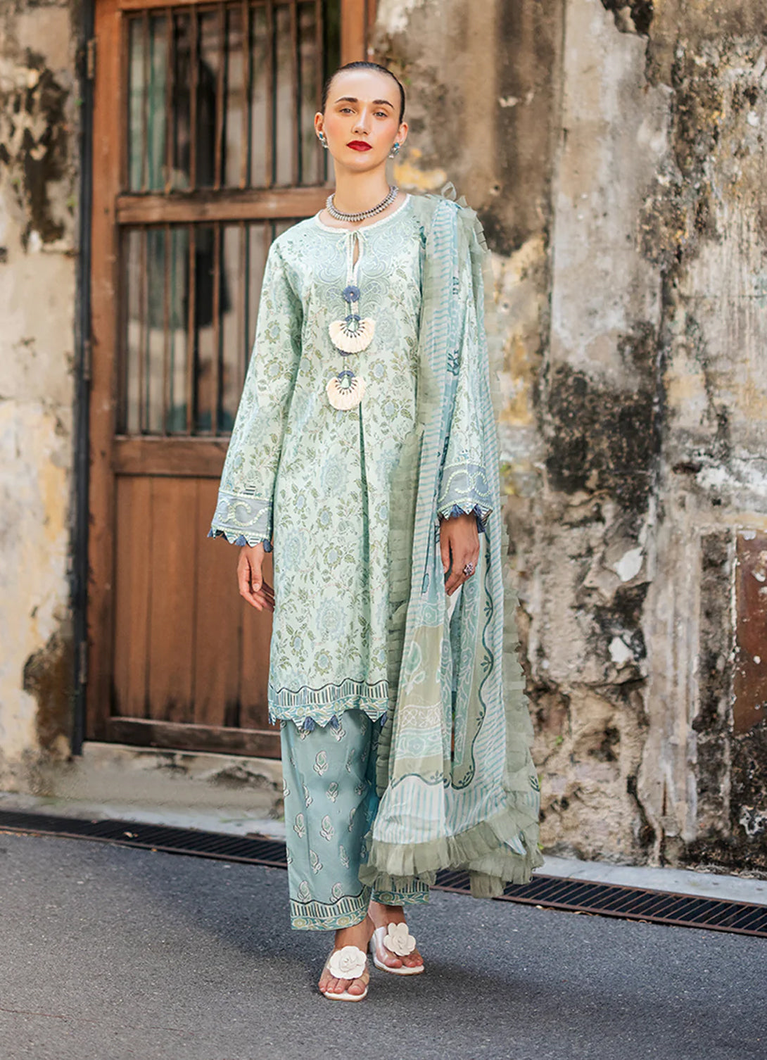 Roheenaz - Taneez Unstitched Block Print - Jasmin