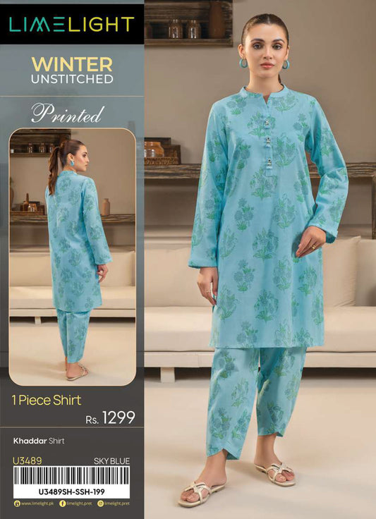 LimeLight - 1 PC Khaddar Shirt - Sky Blue