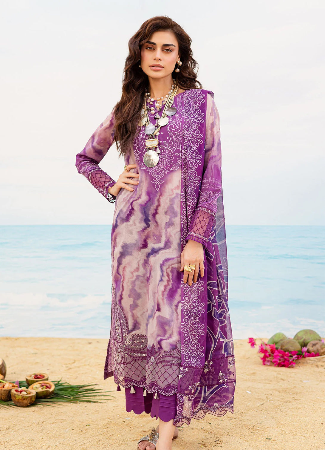 Nureh Gardenia Emb Printed Lawn'25 - NSG-196