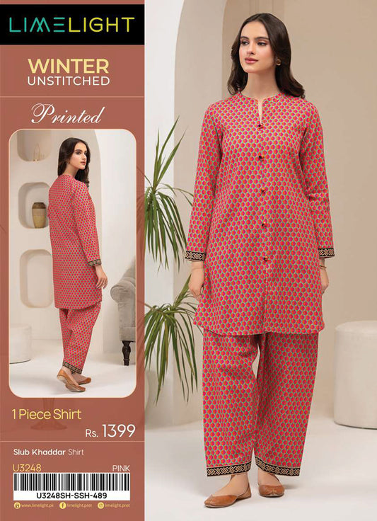 LimeLight - 1 PC Slub Khaddar Shirt - Pink