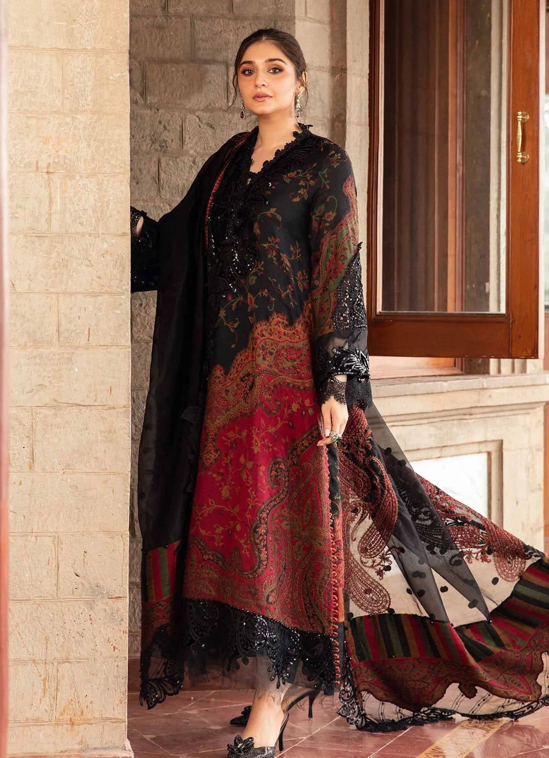 Maria B - Winter Luxe - Embroidered Velvet Suit | DL-1204