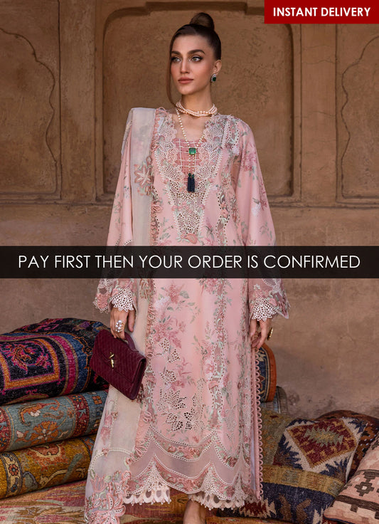 Crimson Tasawar Lawn'25 - LAVENDER FALL - D5A