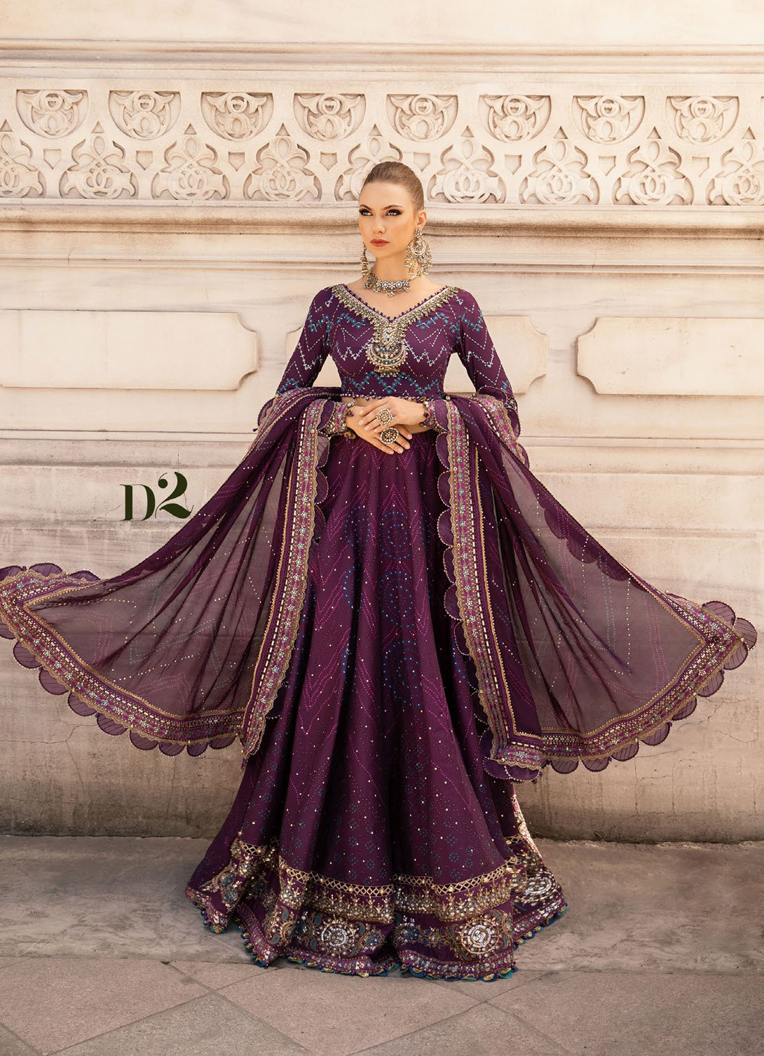 Maria.B. - Embroidered Cotton Satin Suit | CST-802