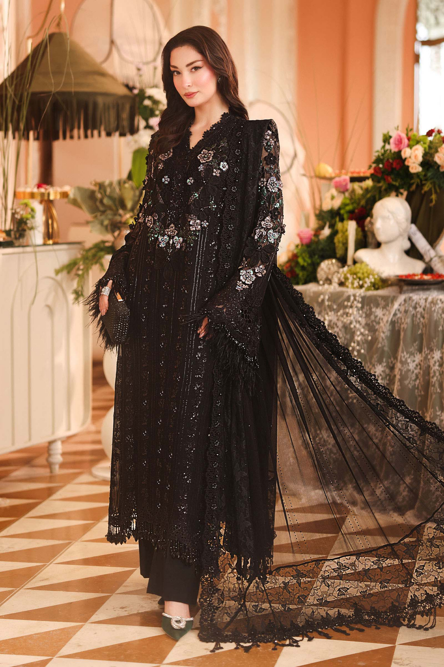 Maria B Royale Tea Chiffon’26-D4
